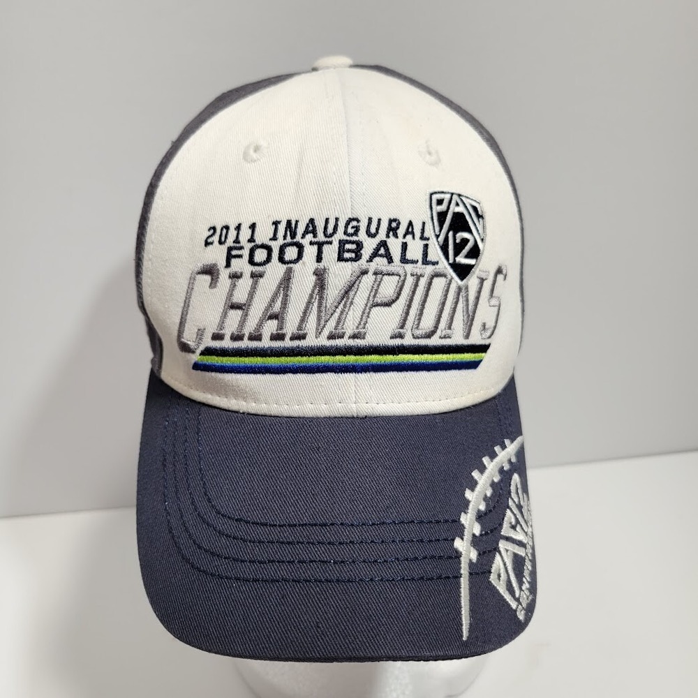 2011 Inaugural PAC 12 Football Champions Hat Cap Strap Back White Black  Mens